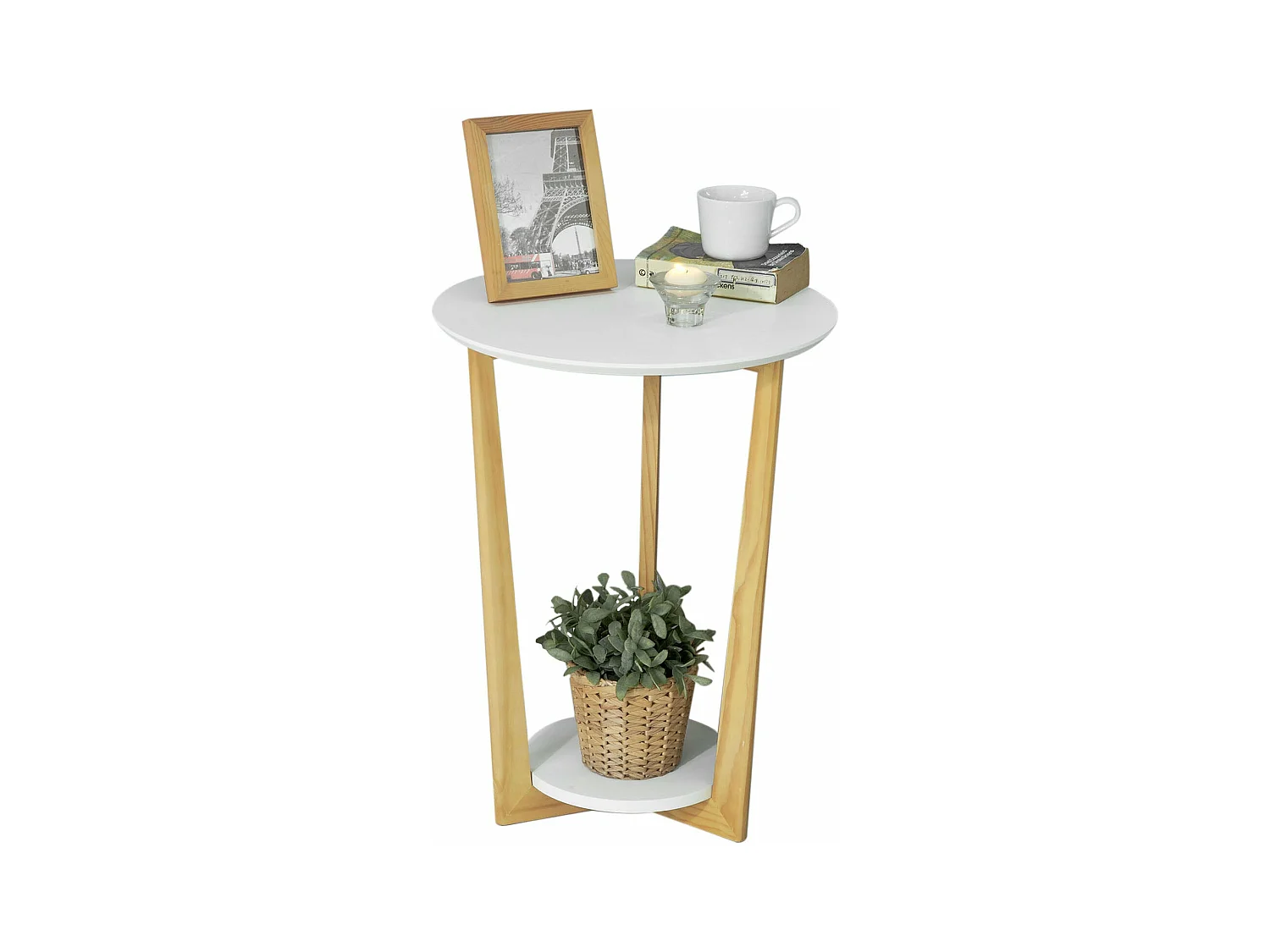 Table Basse Ronde Guéridon Table D'appoint Table Café - 3 Pieds, Fbt52-wn