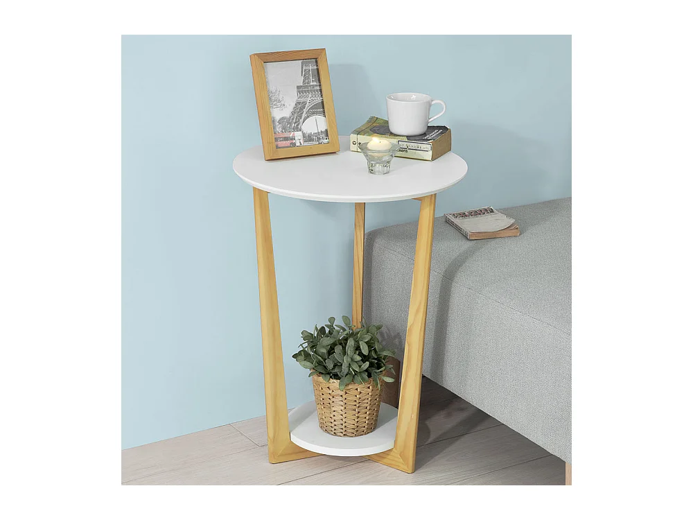 Table Basse Ronde Guéridon Table D'appoint Table Café - 3 Pieds, Fbt52-wn