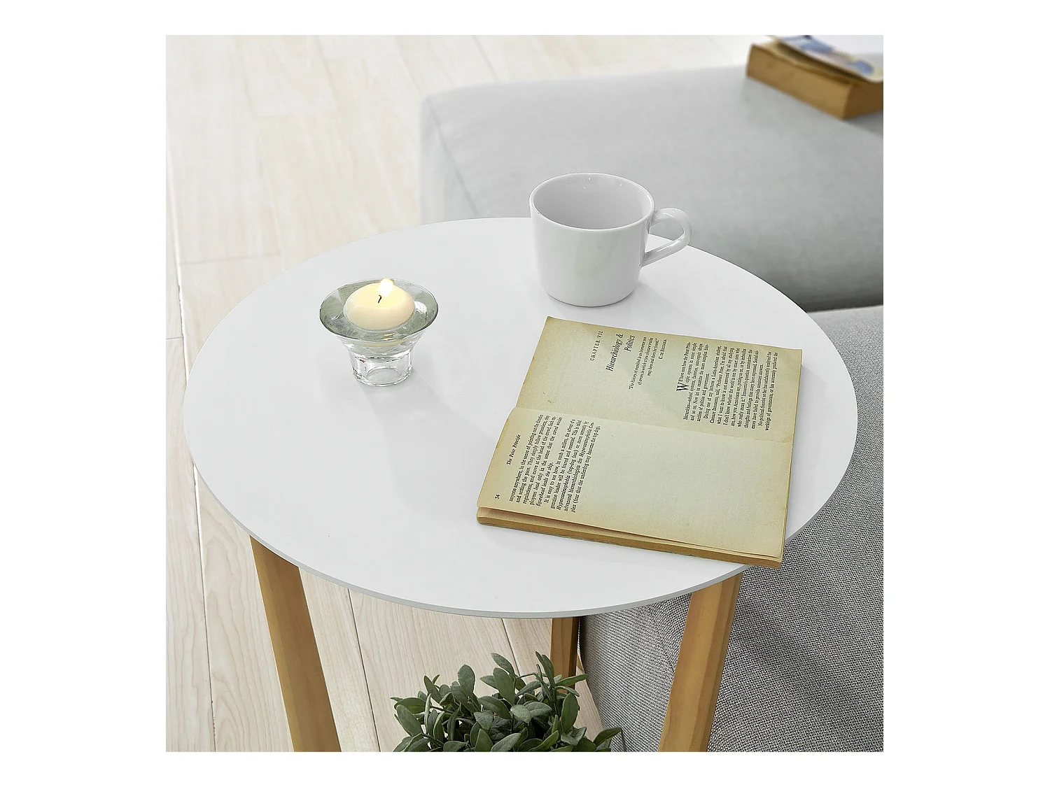 Table Basse Ronde Guéridon Table D'appoint Table Café - 3 Pieds, Fbt52-wn