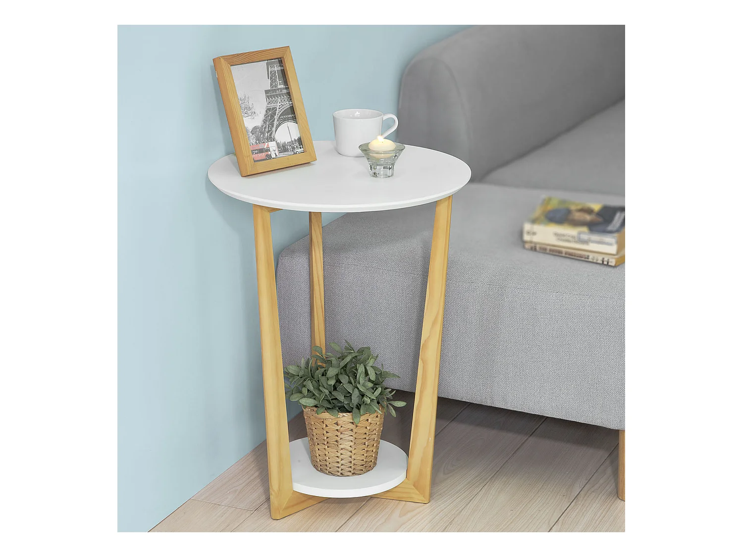 Table Basse Ronde Guéridon Table D'appoint Table Café - 3 Pieds, Fbt52-wn