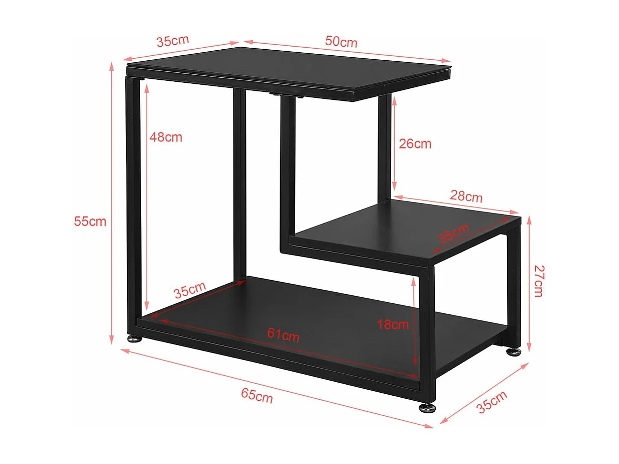 SoBuy FBT65-Sch Bijzettafel Glazen tafel Salontafel Zwart