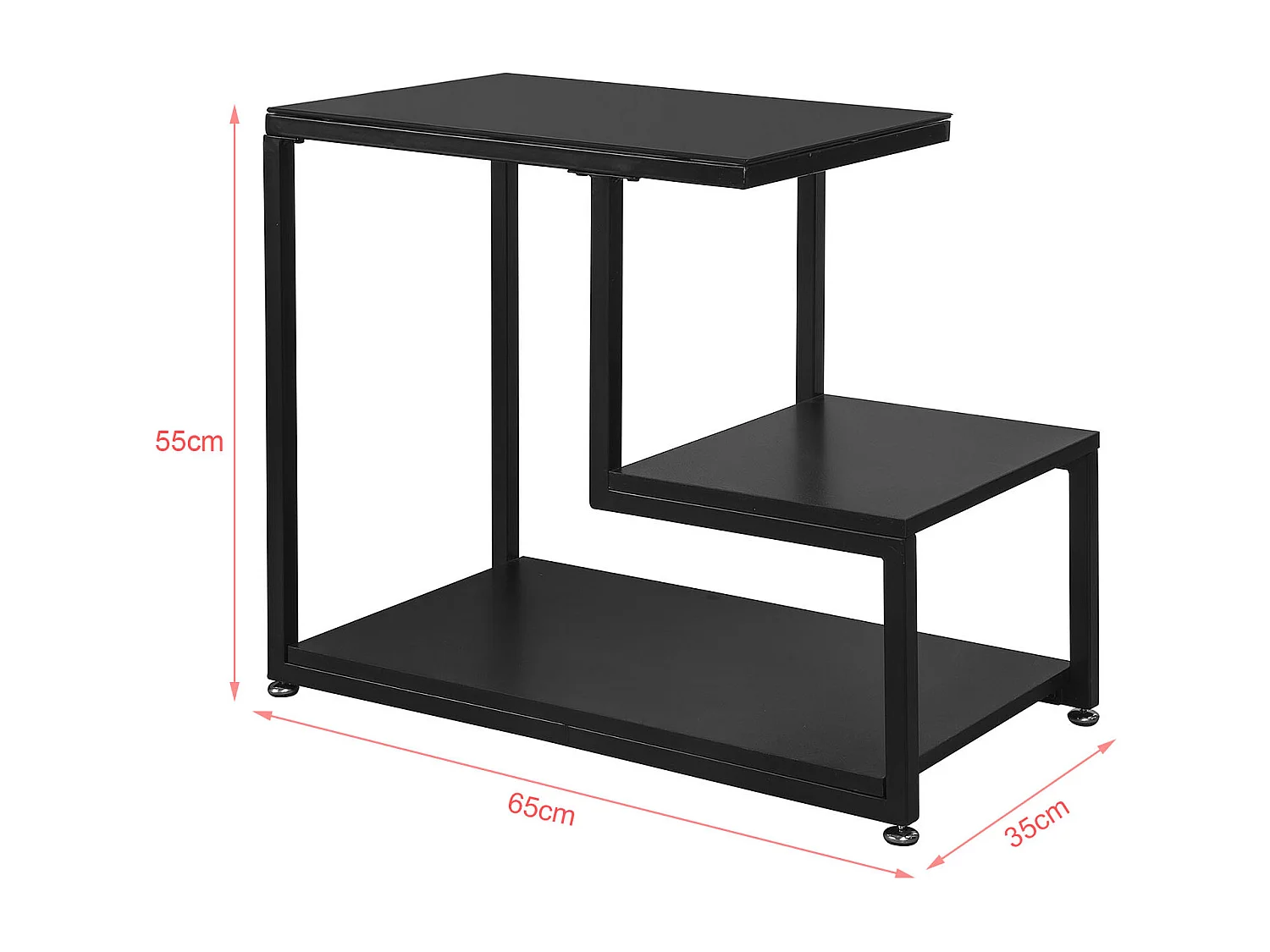 SoBuy FBT65-Sch Bijzettafel Glazen tafel Salontafel Zwart