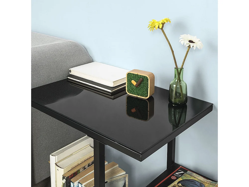 Bout De Canapé Table D’appoint Tables Basses Avec 3 Étagères De Rangement - Noir, Fbt65-sch