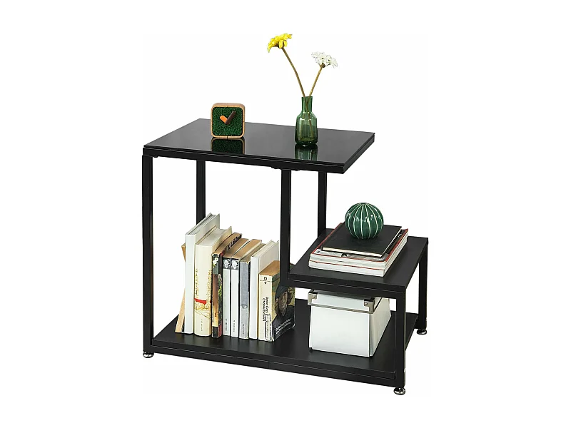 Bout De Canapé Table D’appoint Tables Basses Avec 3 Étagères De Rangement - Noir, Fbt65-sch