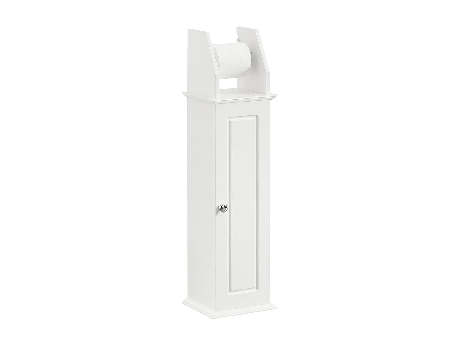 Support Papier Toilette Armoire Toilettes Porte Brosse Wc Sur Pied En Bois –blanc, BZr53-w