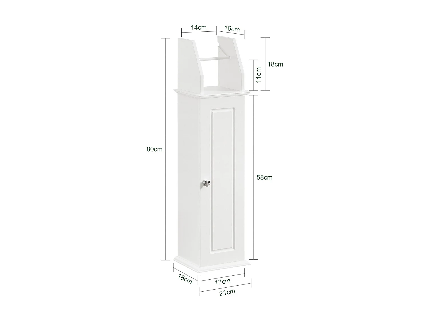 Support Papier Toilette Armoire Toilettes Porte Brosse Wc Sur Pied En Bois –blanc, BZr53-w