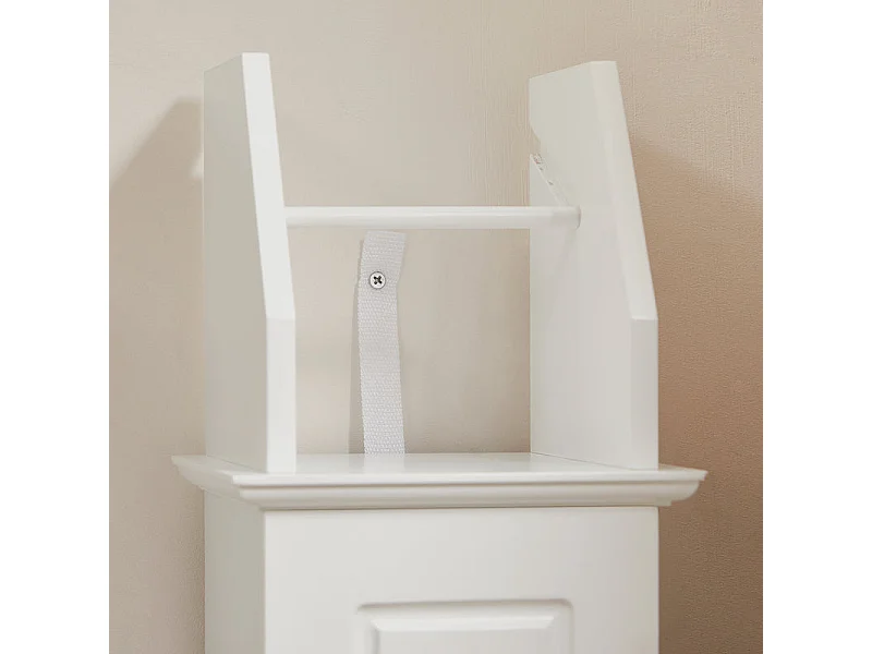 Support Papier Toilette Armoire Toilettes Porte Brosse Wc Sur Pied En Bois –blanc, BZr53-w