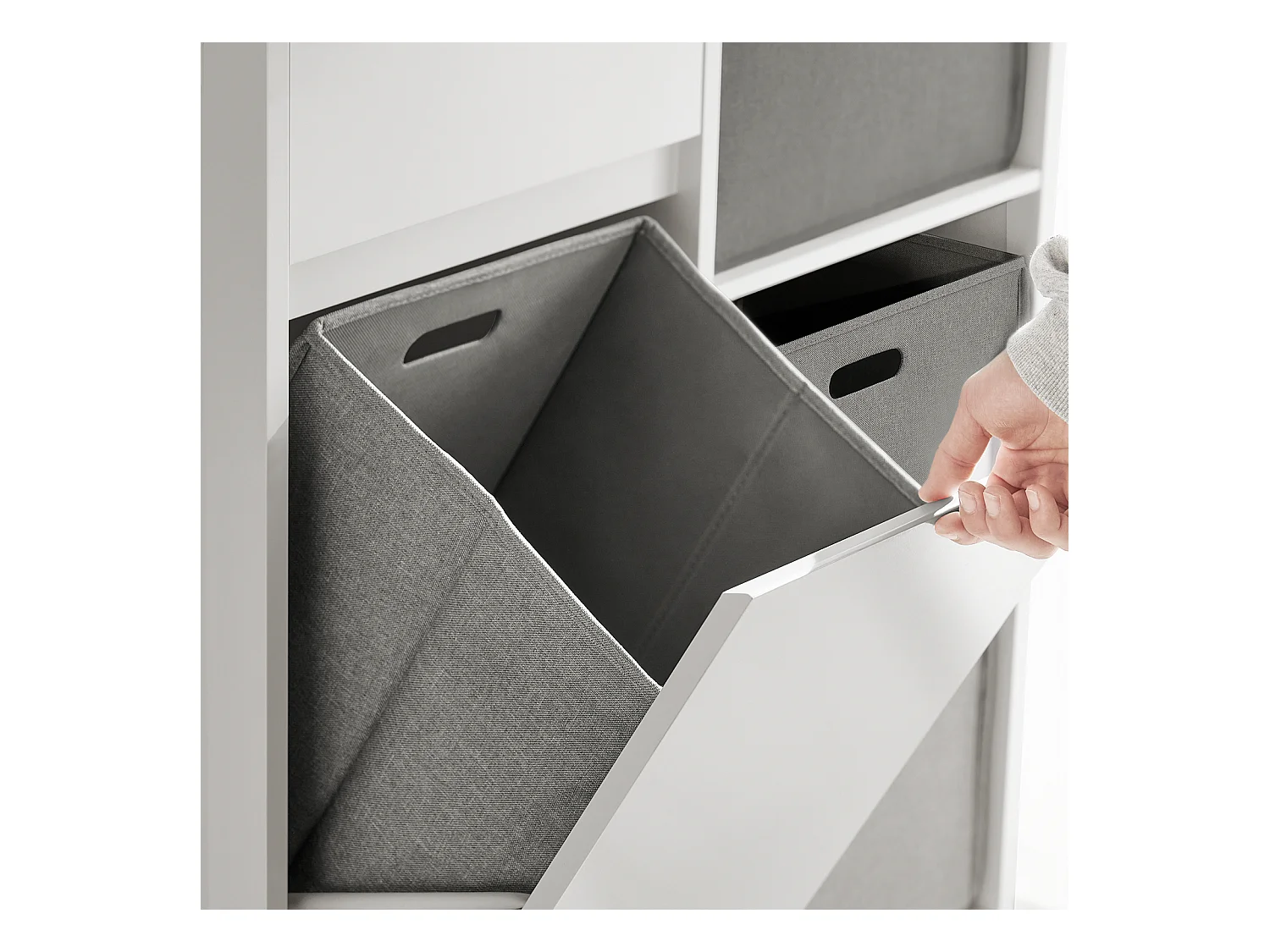 SoBuy BZR77-W Badkamerkast met Kantelbare Wasmand, Badkamermeubel met Waskast, Lage Kast, Staande Kast met 1 Lade, 1 Wasmand en 3 Compartiment