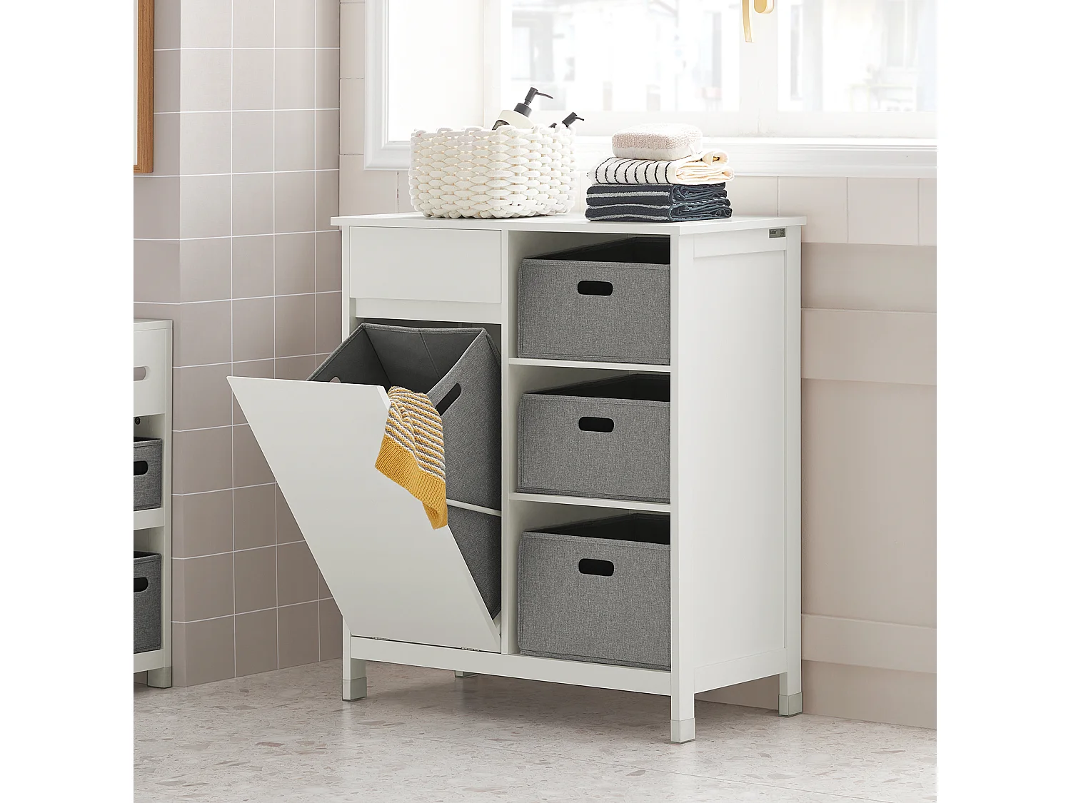 SoBuy armário alto de banheiro, armário alto para banheiro, armário de banheiro BZR77-W