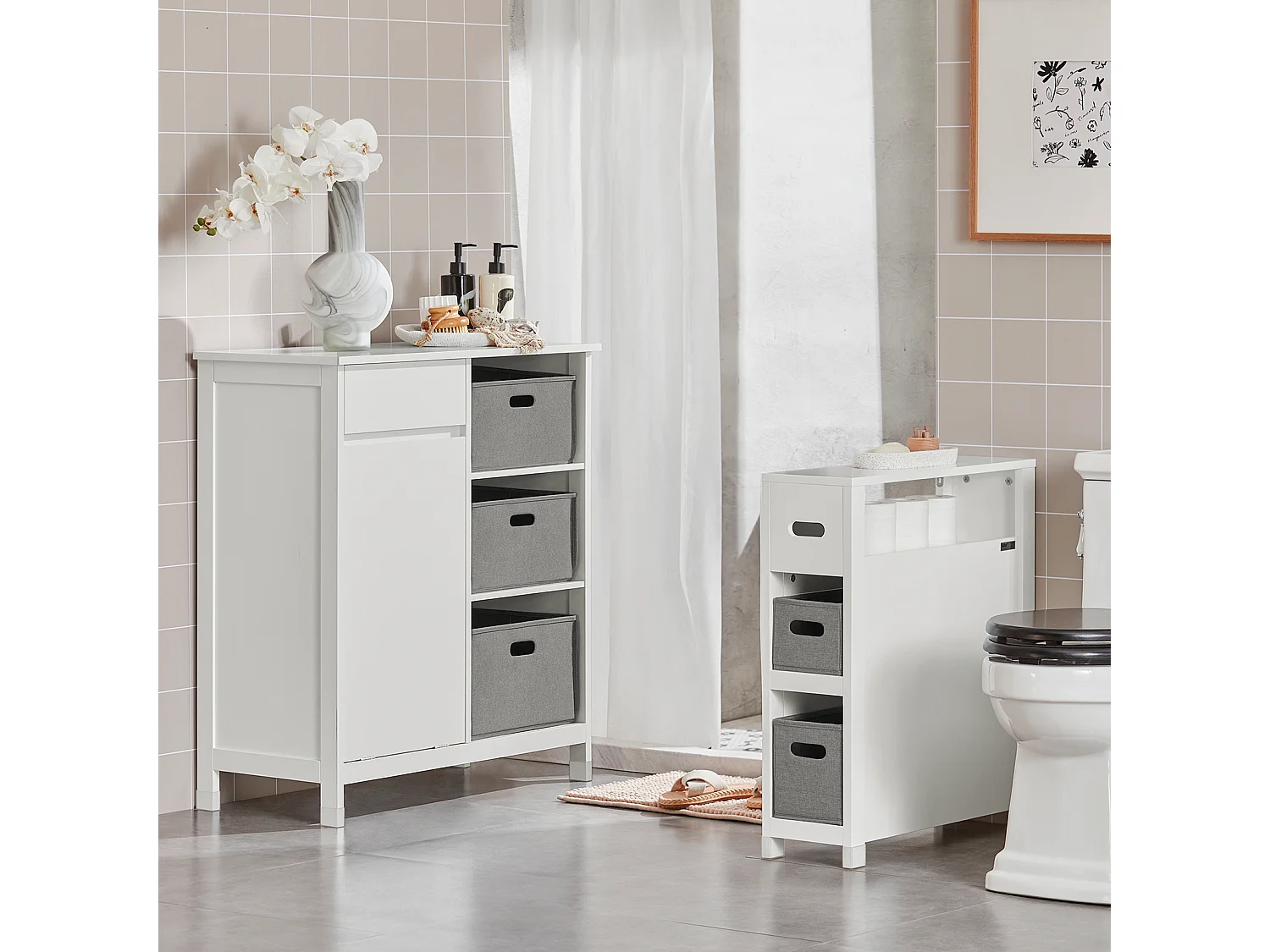 SoBuy armário alto de banheiro, armário alto para banheiro, armário de banheiro BZR77-W