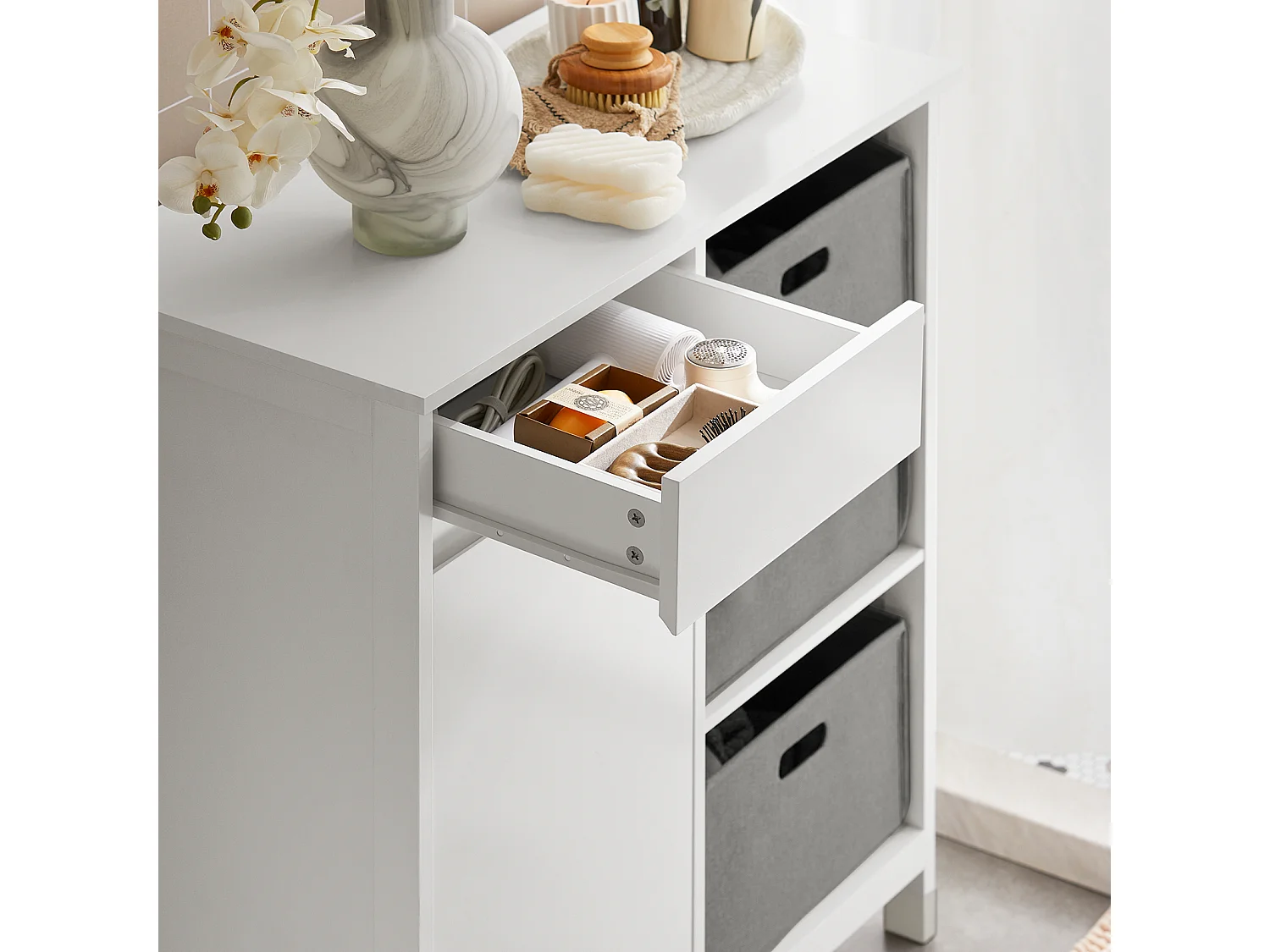 SoBuy armário alto de banheiro, armário alto para banheiro, armário de banheiro BZR77-W