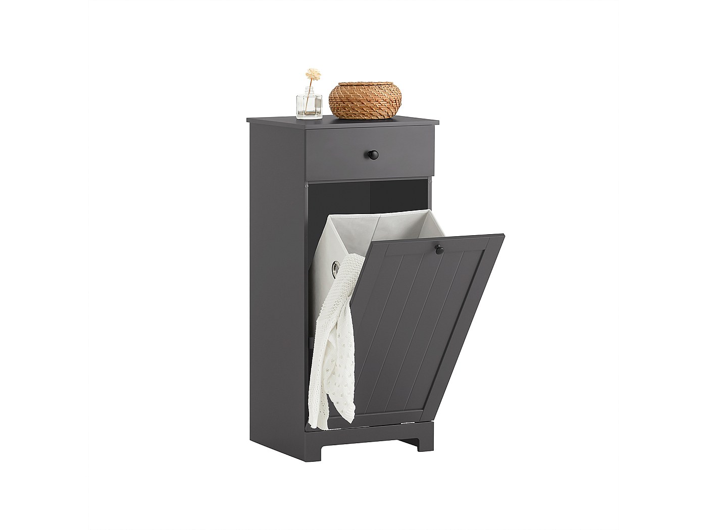 Mobile Portabiancheria Per Bagno Con Cesto | L78 X P38 X A90 Cm, Bianco - Con Cassetti