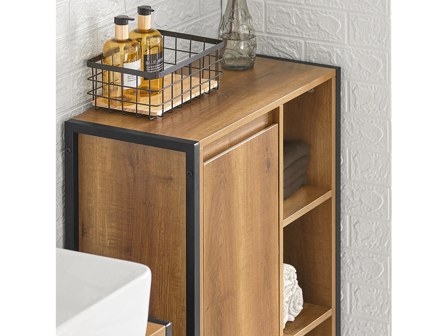 Armario de baño Cesto para Ropa Sucia con un Cesto y 3 estantes 60 x 30 x 90 cm BZR65-PF SoBuy ES