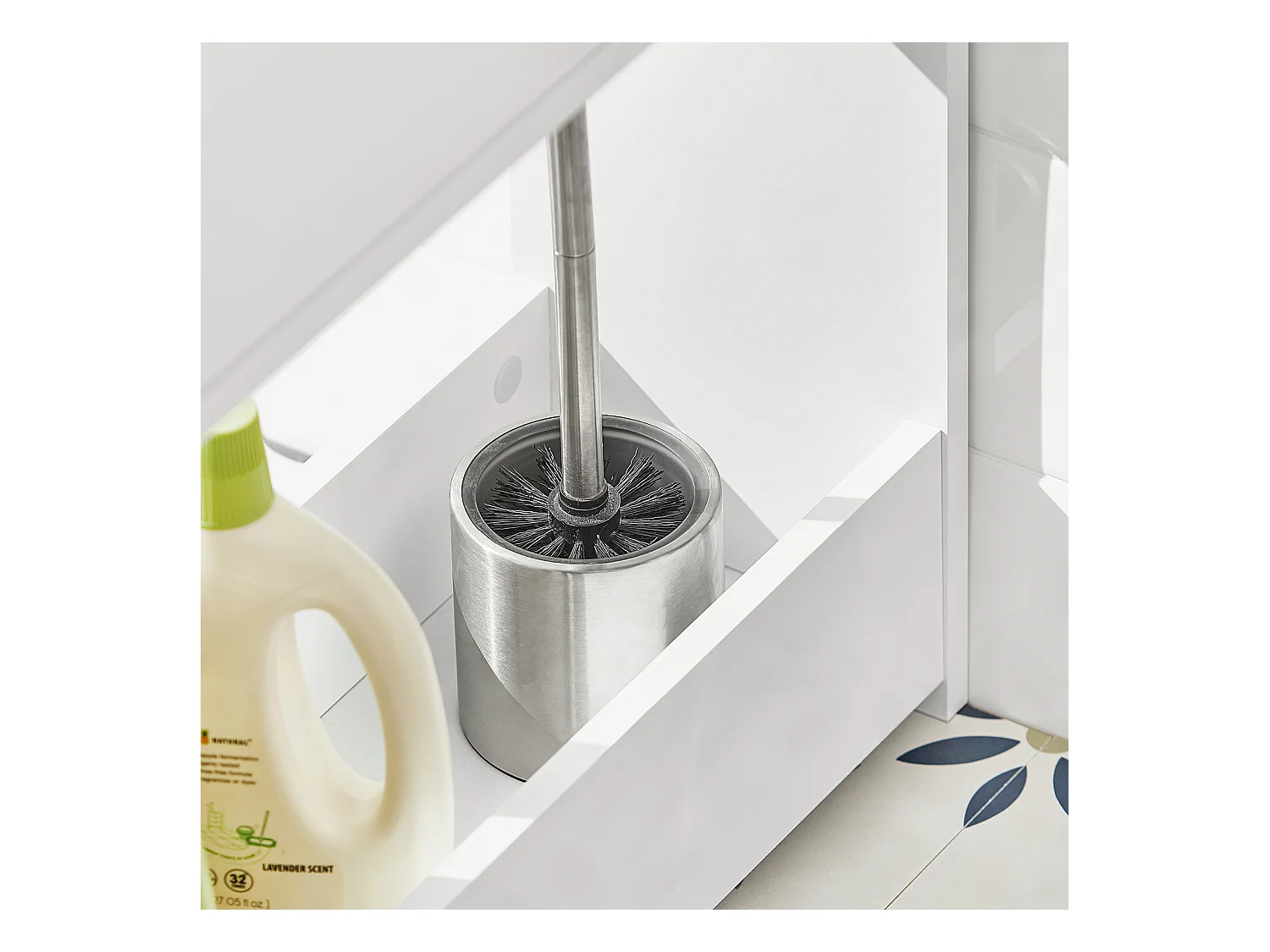 SoBuy Mobiletto da bagno Portaoggetti Bagno Portarotolo e Portascopino Mobiletto salvaspazio con 1 ripiano aperto e 1 cassettiera, 55x20x60cm BZR48-W