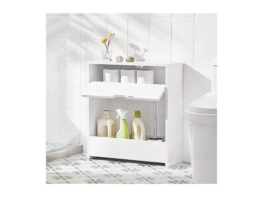 Support Papier Toilette, Armoire Toilettes Wc Armoire De Salle De Bain Sur Pied En Bois,  BZr48-w