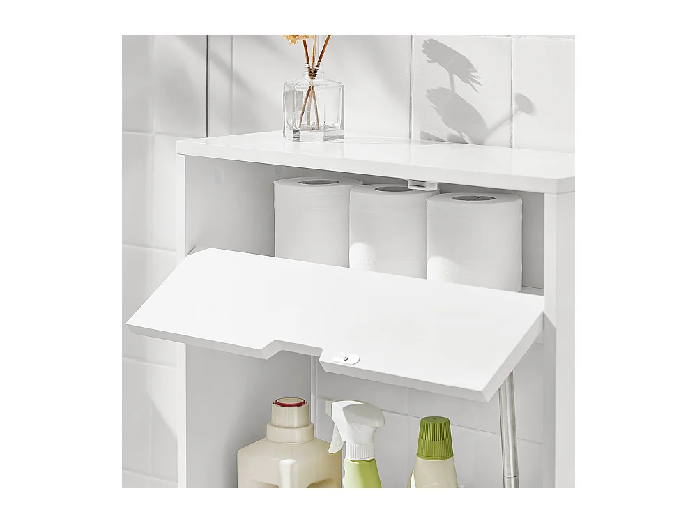 Support Papier Toilette, Armoire Toilettes Wc Armoire De Salle De Bain Sur Pied En Bois,  BZr48-w