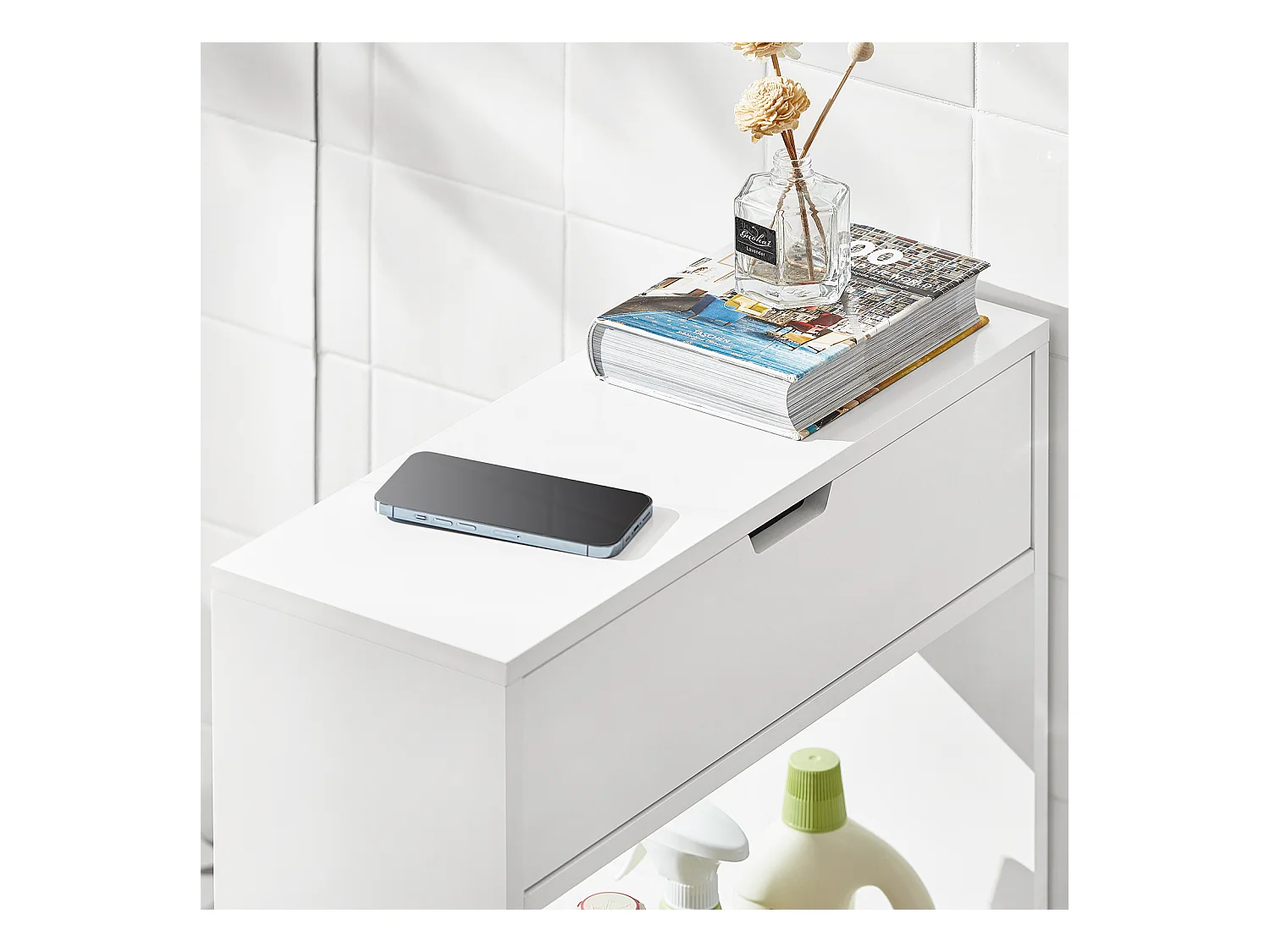 Support Papier Toilette, Armoire Toilettes Wc Armoire De Salle De Bain Sur Pied En Bois,  BZr48-w