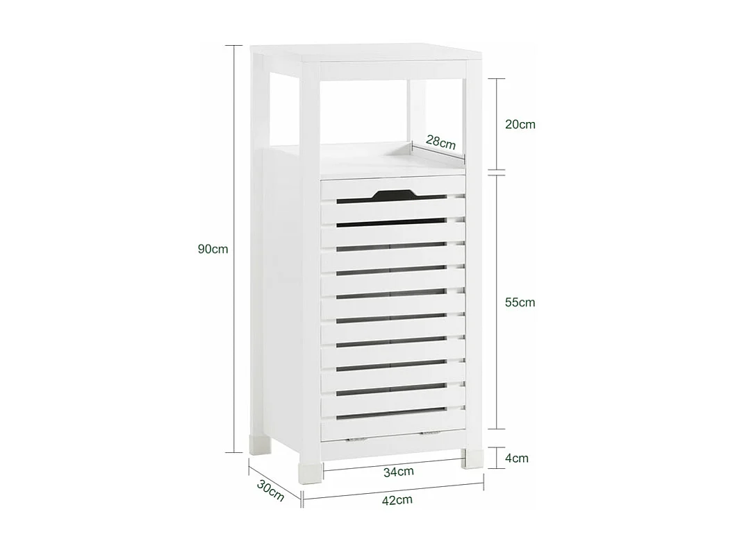 Canasto para la Colada Mueble de baño con cesto para Ropa Sucia Amario para baño Blanco 42 x 30 x 90 cm BZR67-W SoBuy ES