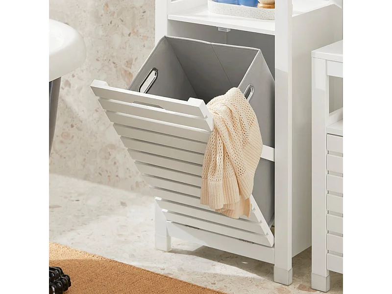 Canasto para la Colada Mueble de baño con cesto para Ropa Sucia Amario para baño Blanco 42 x 30 x 90 cm BZR67-W SoBuy ES