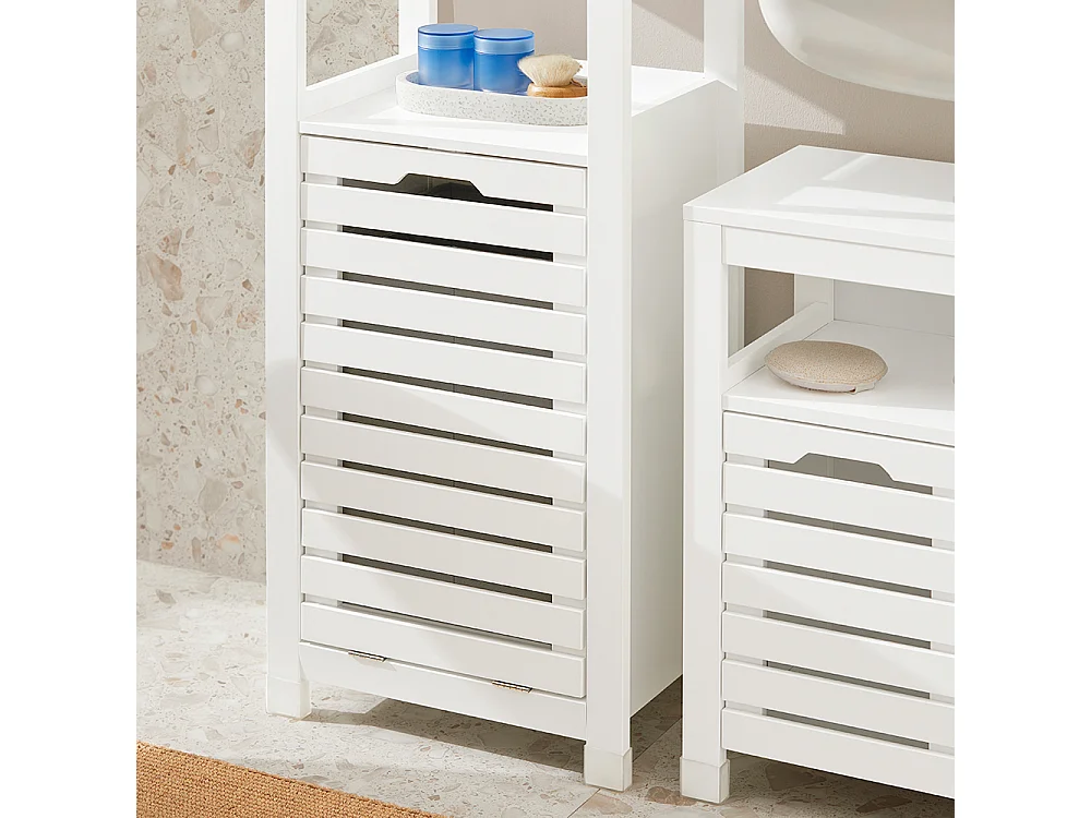 Canasto para la Colada Mueble de baño con cesto para Ropa Sucia Amario para baño Blanco 42 x 30 x 90 cm BZR67-W SoBuy ES