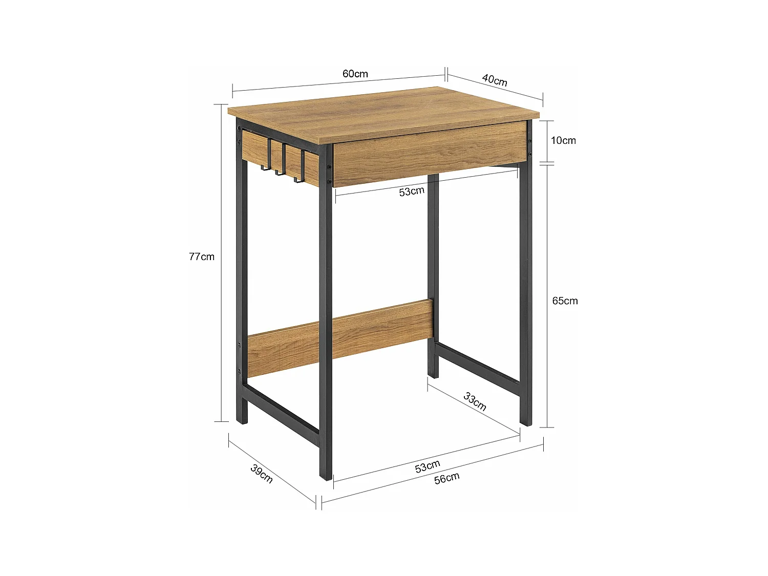 Bureau Informatique Table D’étude Cadre En Métal Style Industriel, Fwt43-n