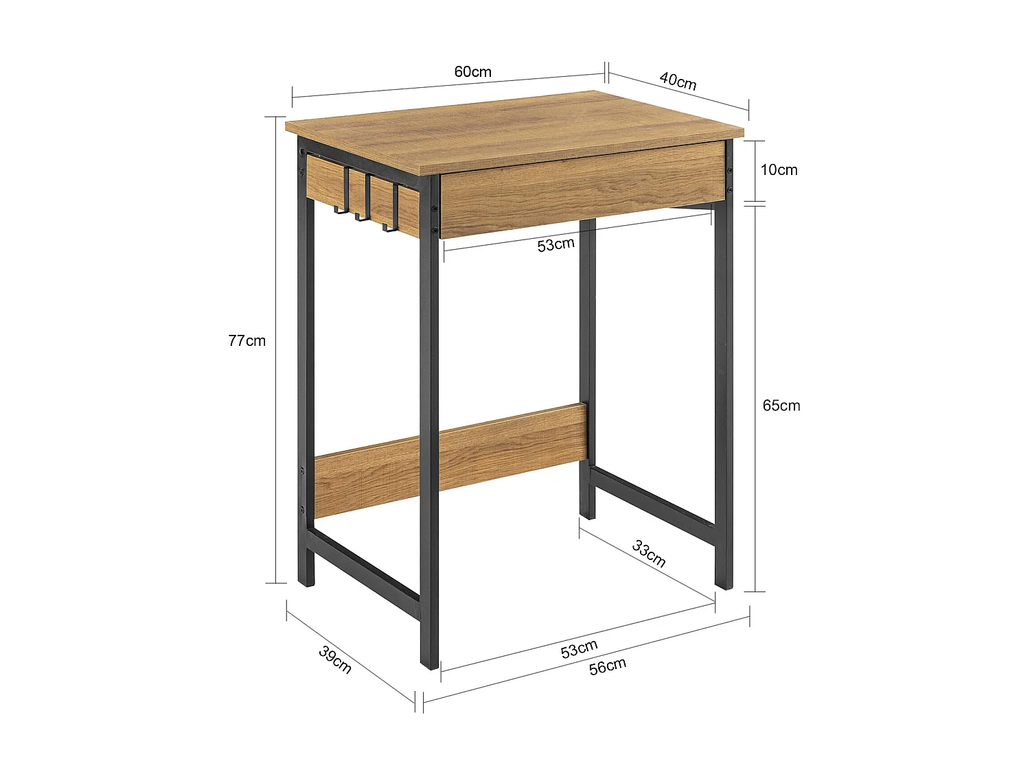 Bureau Informatique Table D’étude Cadre En Métal Style Industriel, Fwt43-n
