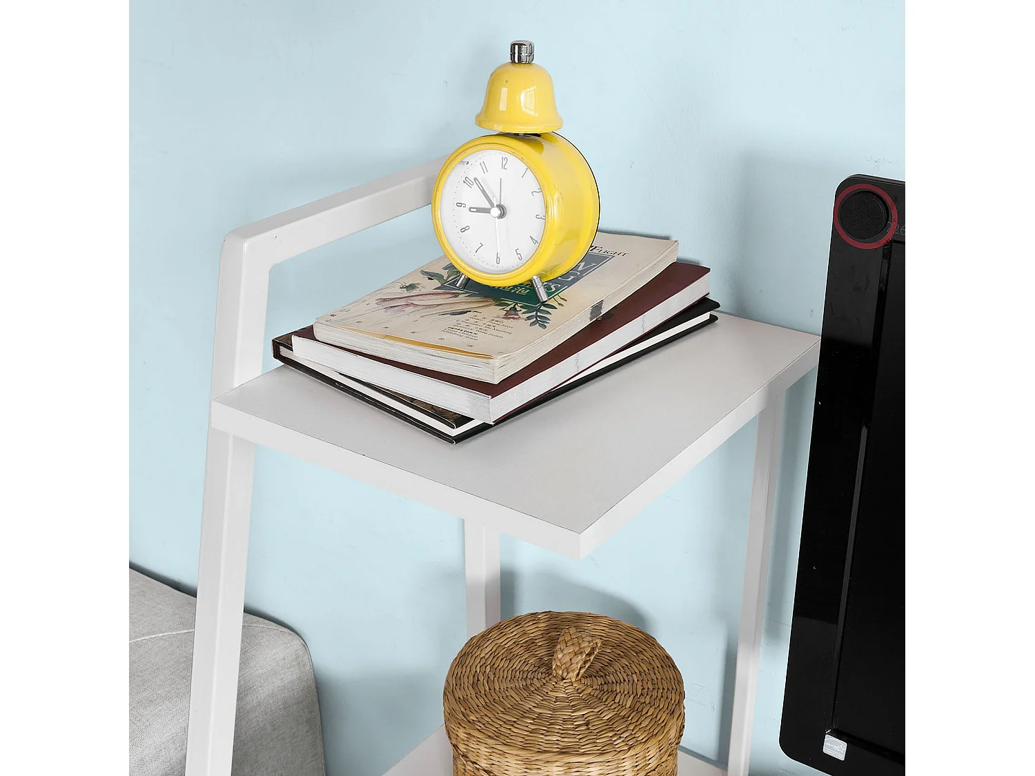 Bureau Informatique, Secrétaire Table Plan De Travail Avec 3 Étagères Cadre Métal -blanc, Fwt29-w