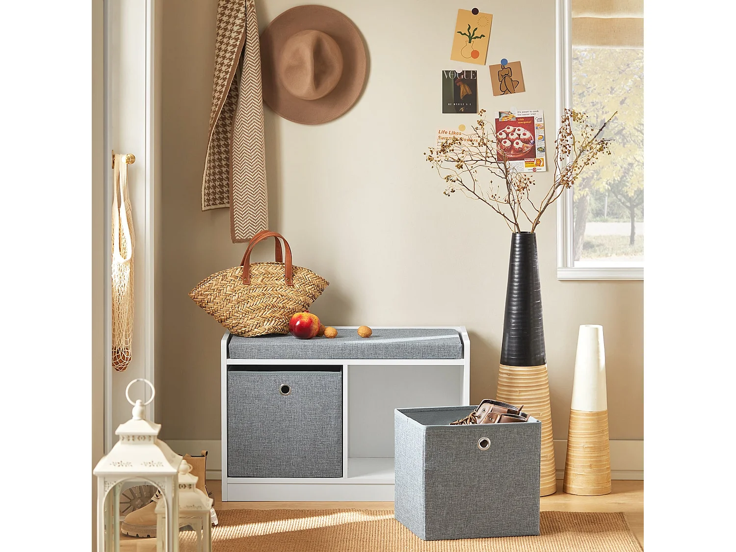 Banc De Rangement Coffre À Jouets Avec 2 Paniers Et Coussin Rembourré, Fsr65-k-dg