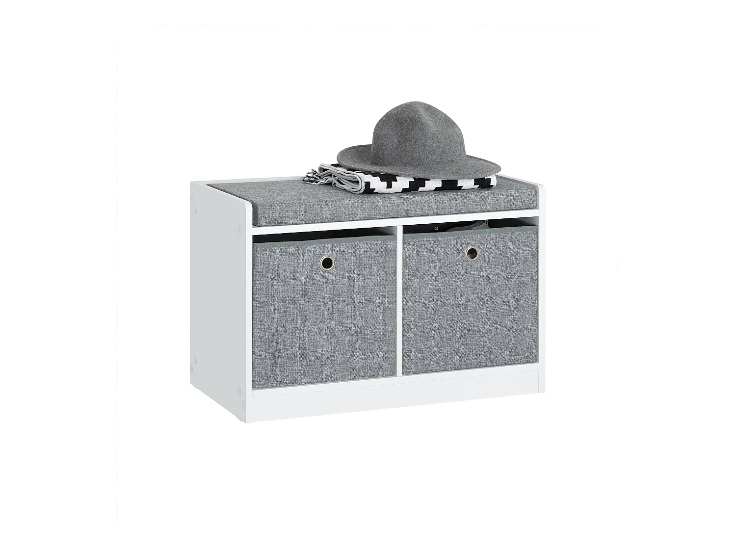 Banc De Rangement Coffre À Jouets Avec 2 Paniers Et Coussin Rembourré, Fsr65-k-dg