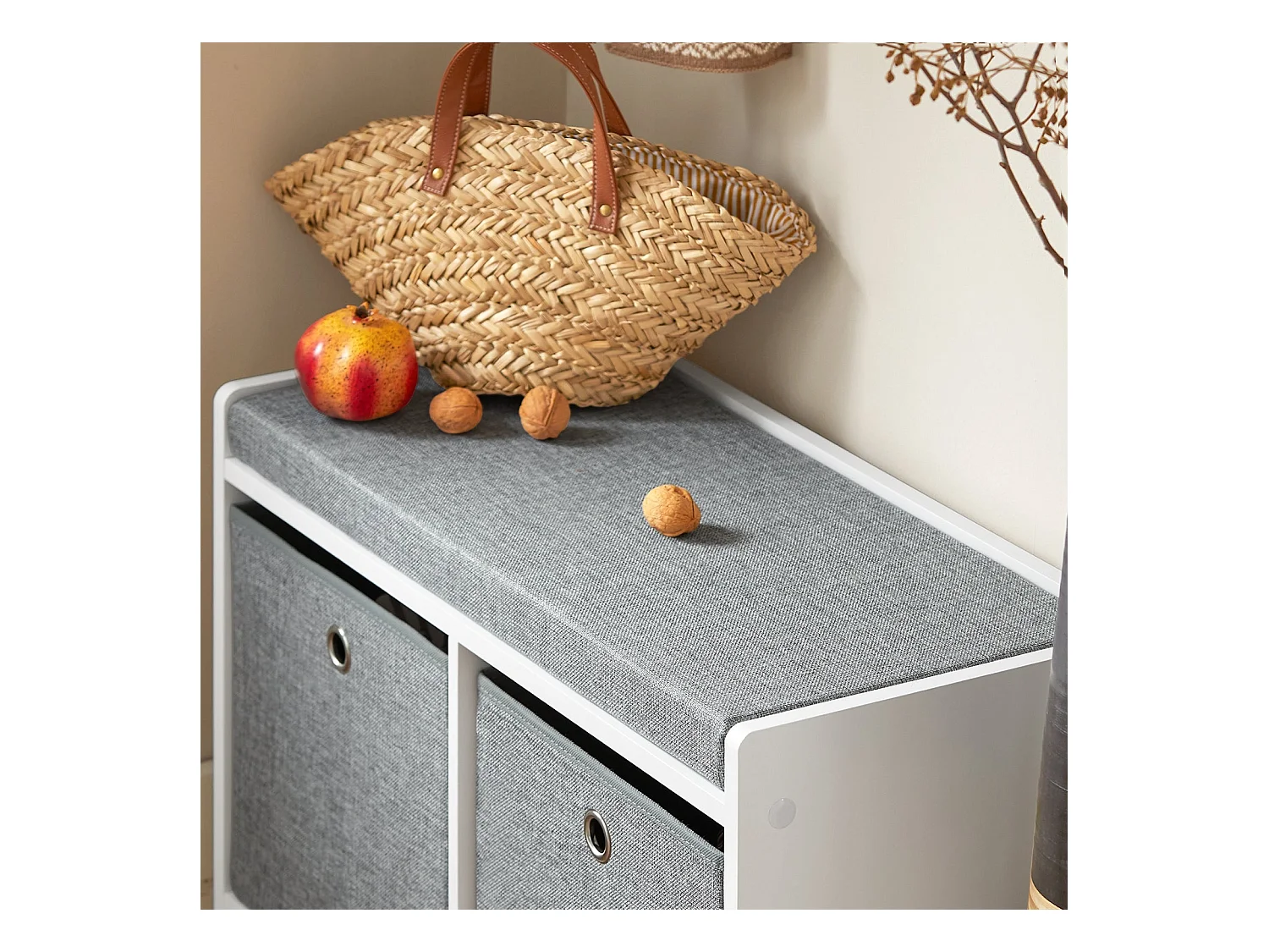 Ławka na buty z i siedzisko i 2 koszami FSR65-K-DG