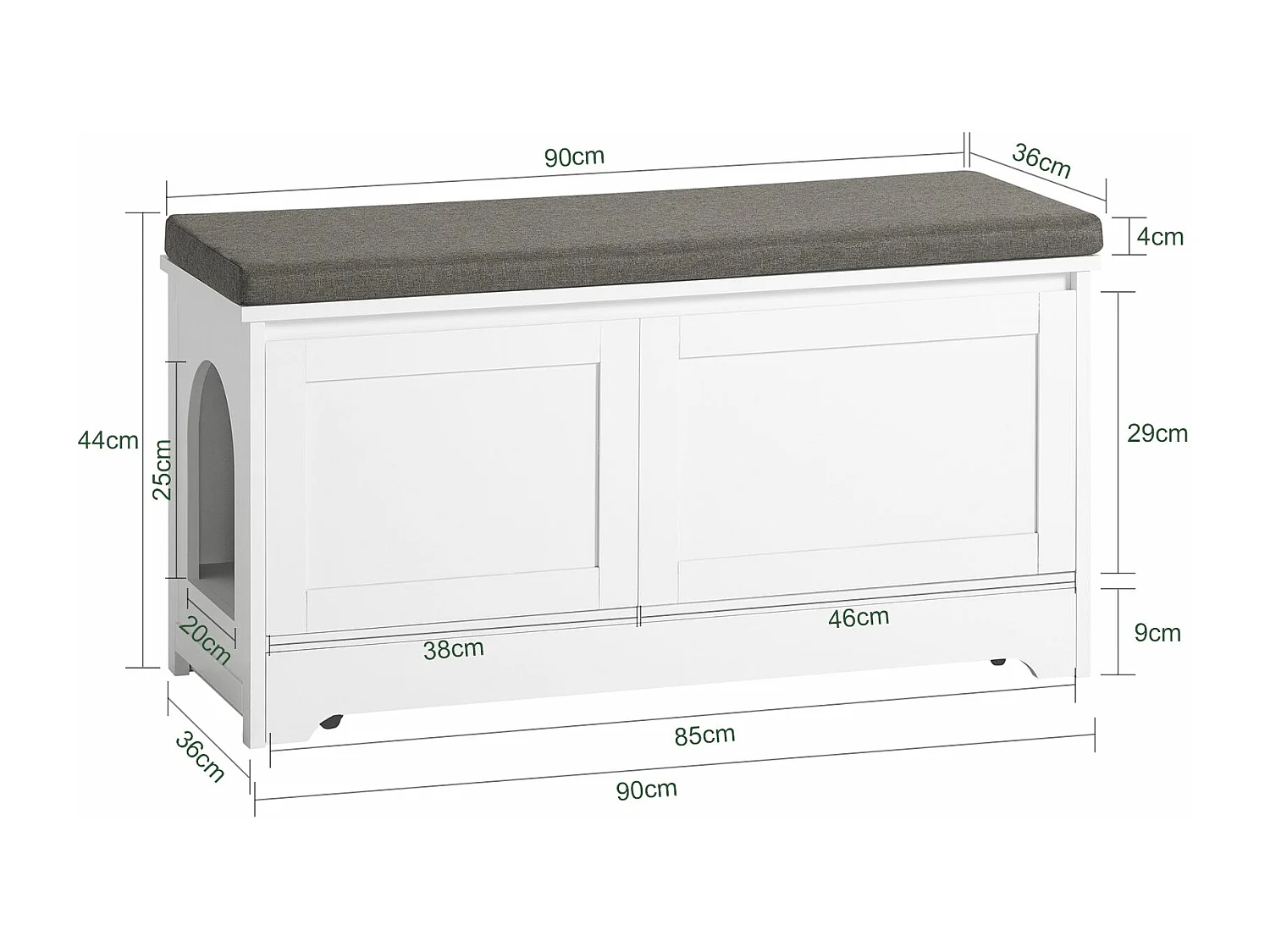 SoBuy FSR136-W Kattenhuis, Katten Bench, Kattenbak Kast, kattenbakkast, Schoenenbank, Schoenenrek, Schoenenkruk