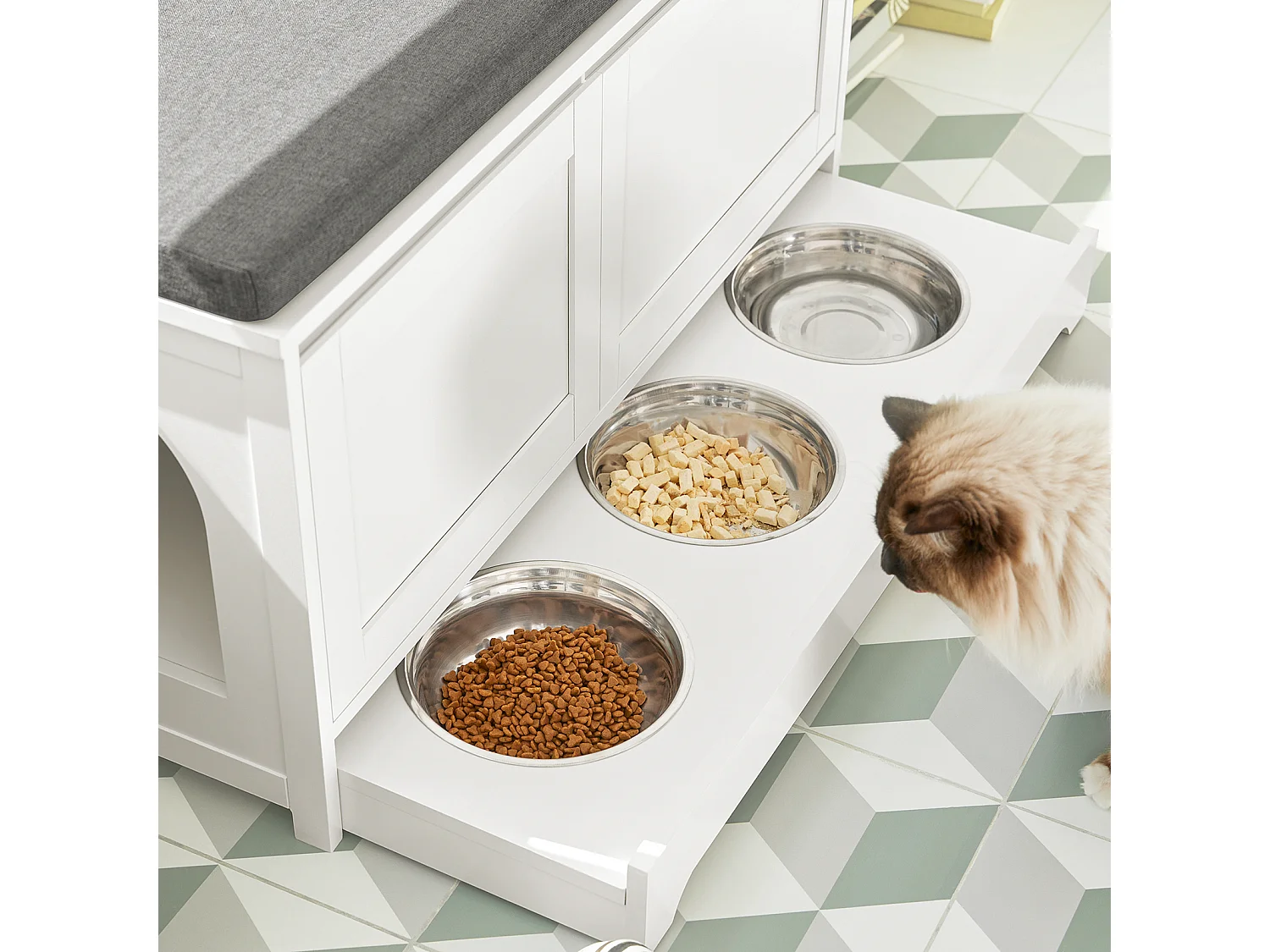 SoBuy FSR136-W Kattenhuis, Katten Bench, Kattenbak Kast, kattenbakkast, Schoenenbank, Schoenenrek, Schoenenkruk