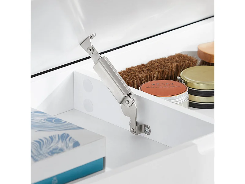 SoBuy Panca contenitore con 2 ante Scarpiera con vano portaoggetti Panca ingresso Bianco, L90xP33xA50 cm FSR102-W