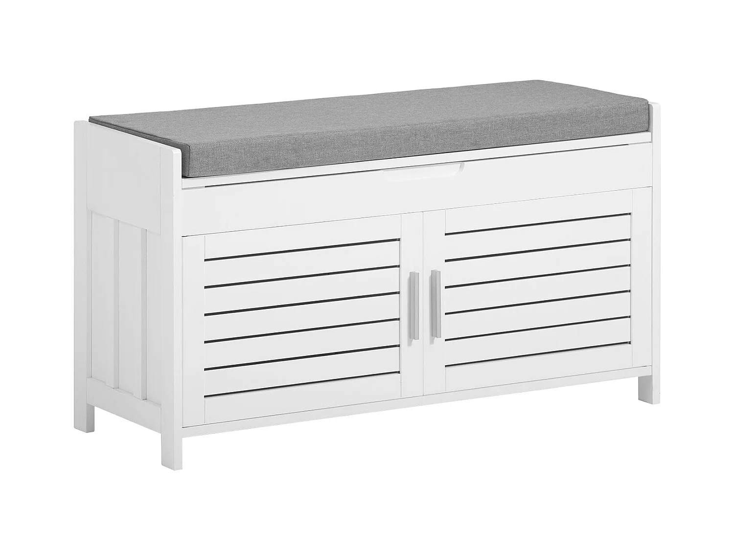 Banc De Rangement Avec Coussin Rembourré Meuble Bas Entrée Commode À Chaussure, Fsr102-w