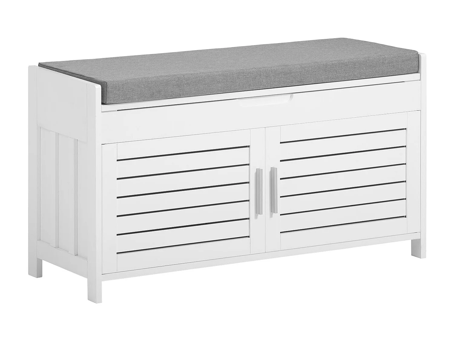 Banc De Rangement Avec Coussin Rembourré Meuble Bas Entrée Commode À Chaussure, Fsr102-w