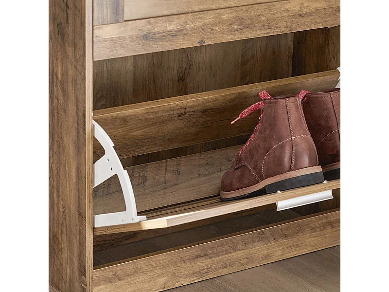 Armoire À Chaussures Commode À Chaussures Avec 2 Abattants Pour Entrée Couloir, Fsr137-f