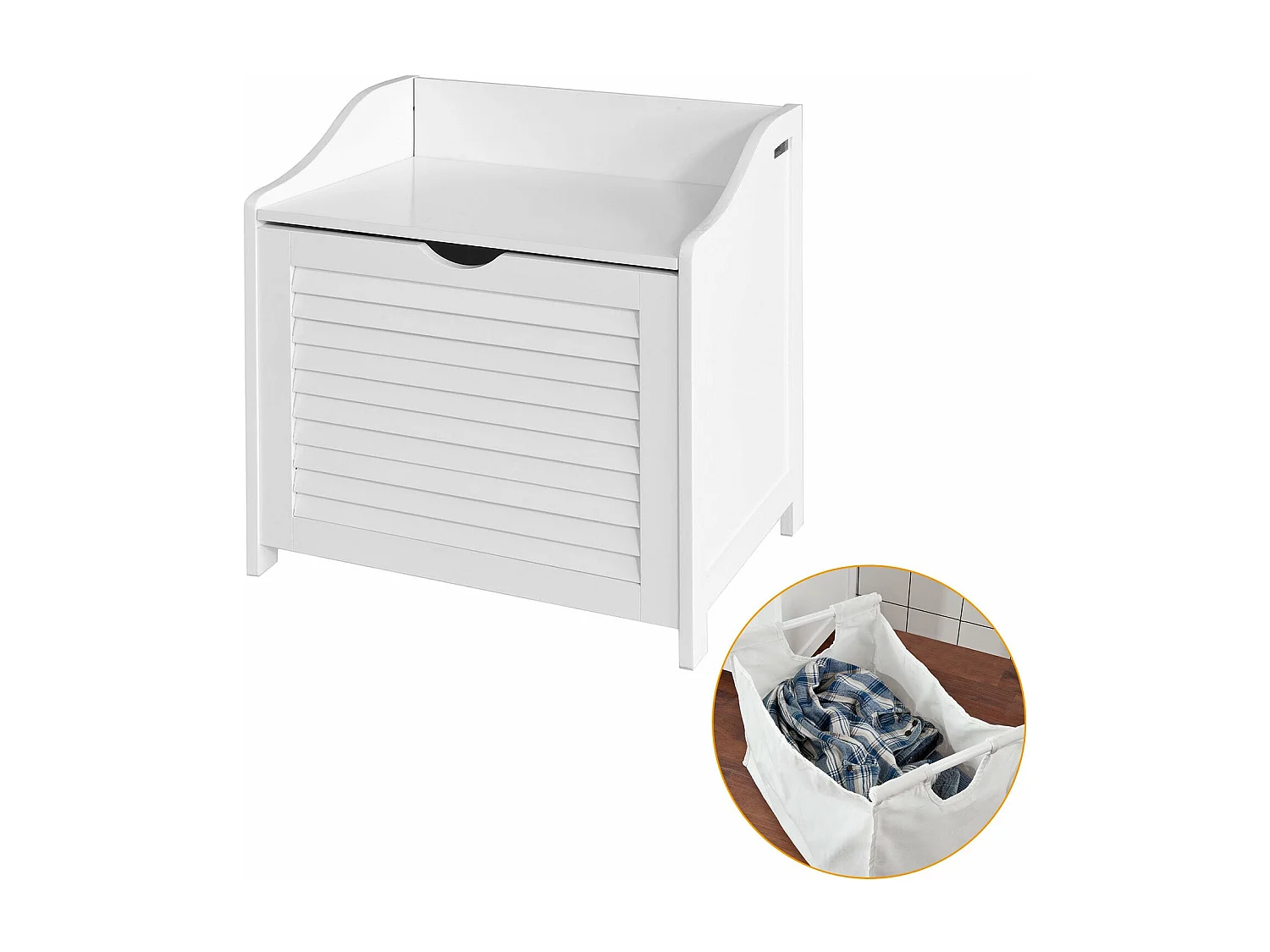 SoBuy FSR40-W Skrzynia na bieliznę Kosz na pranie Szafka łazienkow