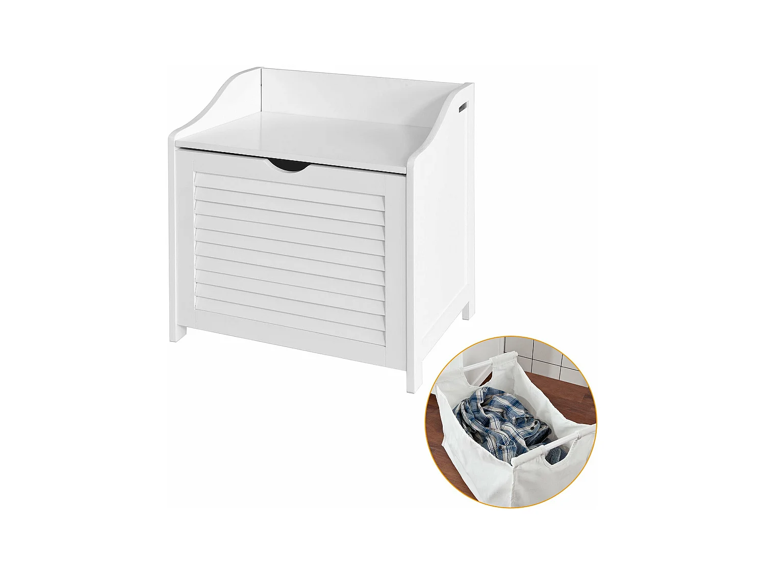 Banc De Rangement Panier À Linge Avec Sac Amovible, Fsr40-w