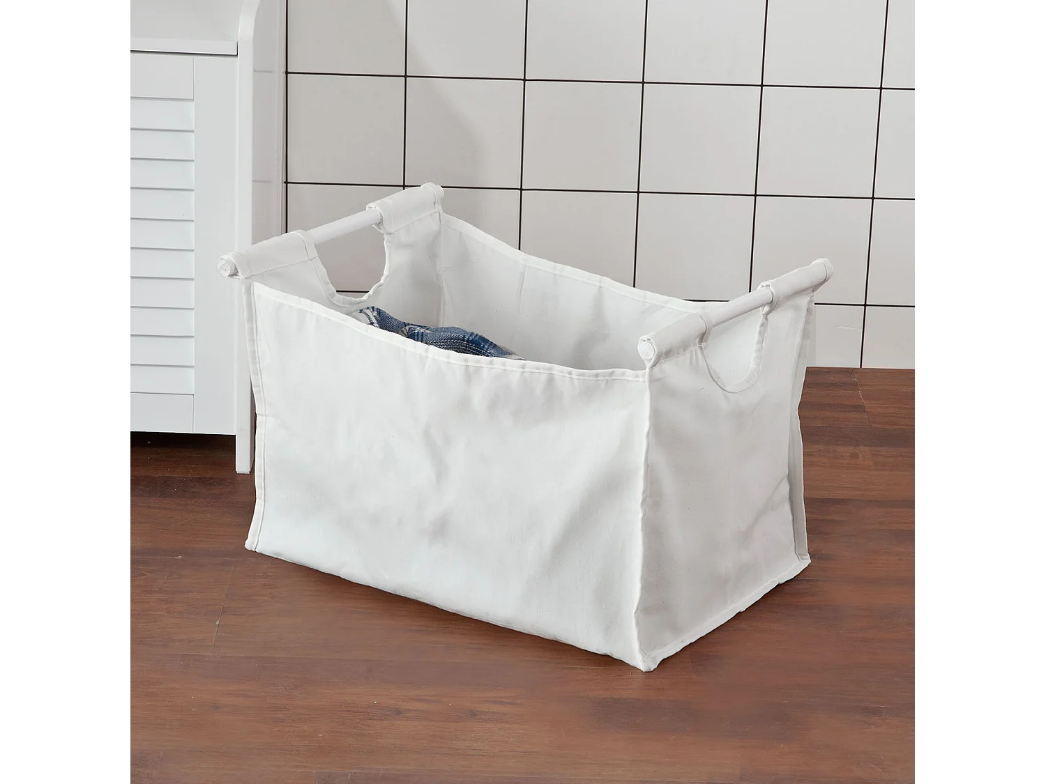 SoBuy FSR40-W Skrzynia na bieliznę Kosz na pranie Szafka łazienkow