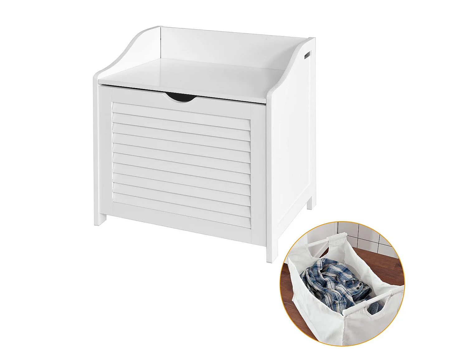 Banc De Rangement Panier À Linge Avec Sac Amovible, Fsr40-w