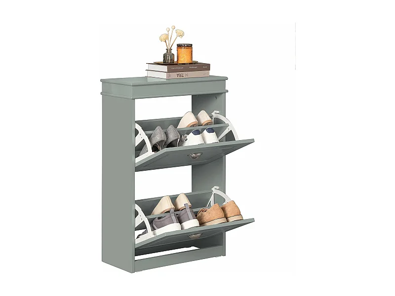 Meuble De Rangement À Chaussures 2 Abattants Meuble D'entrée Coffre Rangement  Gris, Fsr78-hg