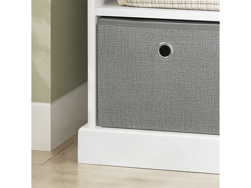 Banc De Rangement Avec Coussin Rembourré 2 Compartiments Et 3 Paniers Meuble Bas Entrée, Fsr67-hg