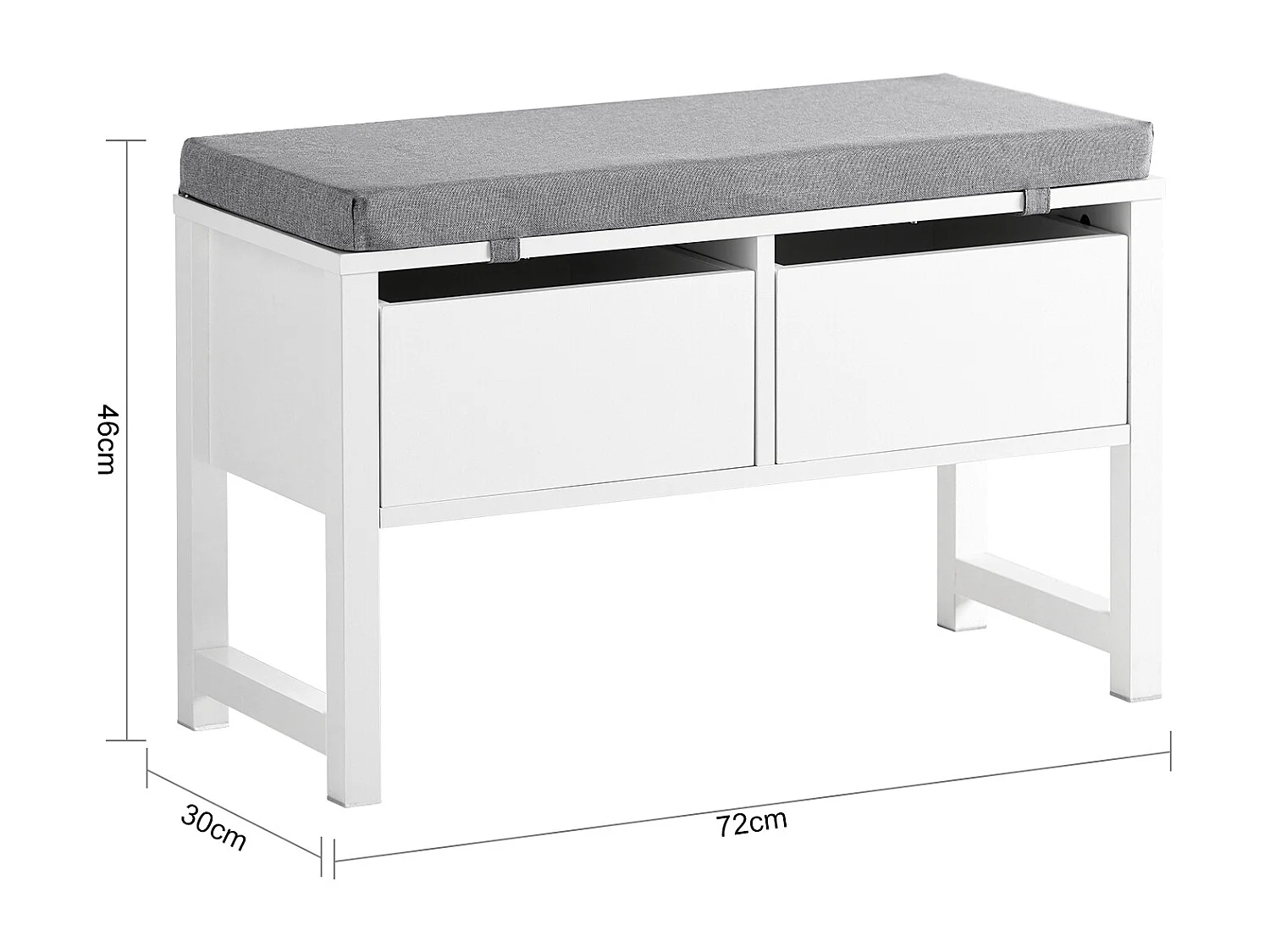 Ławka na buty z siedziskiem i 2 szuflady FSR88-W