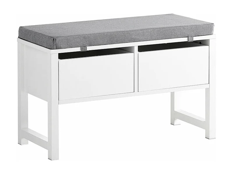 Banc De Rangement Avec Coussin Rembourré Meuble À Chaussure Avec 2 Tiroirs, Fsr88-w