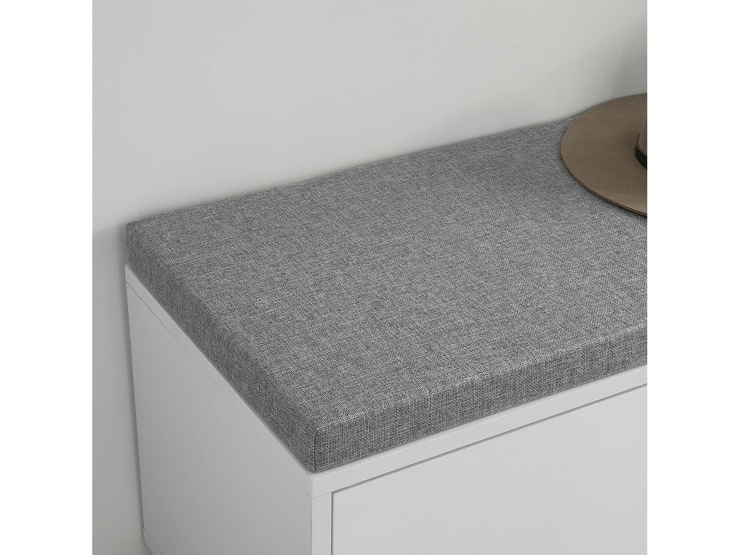 Banc De Rangement Meuble D'entrée Avec Coussin Rembourré, 2 Tiroirs Et 1 Porte, Fsr92-w