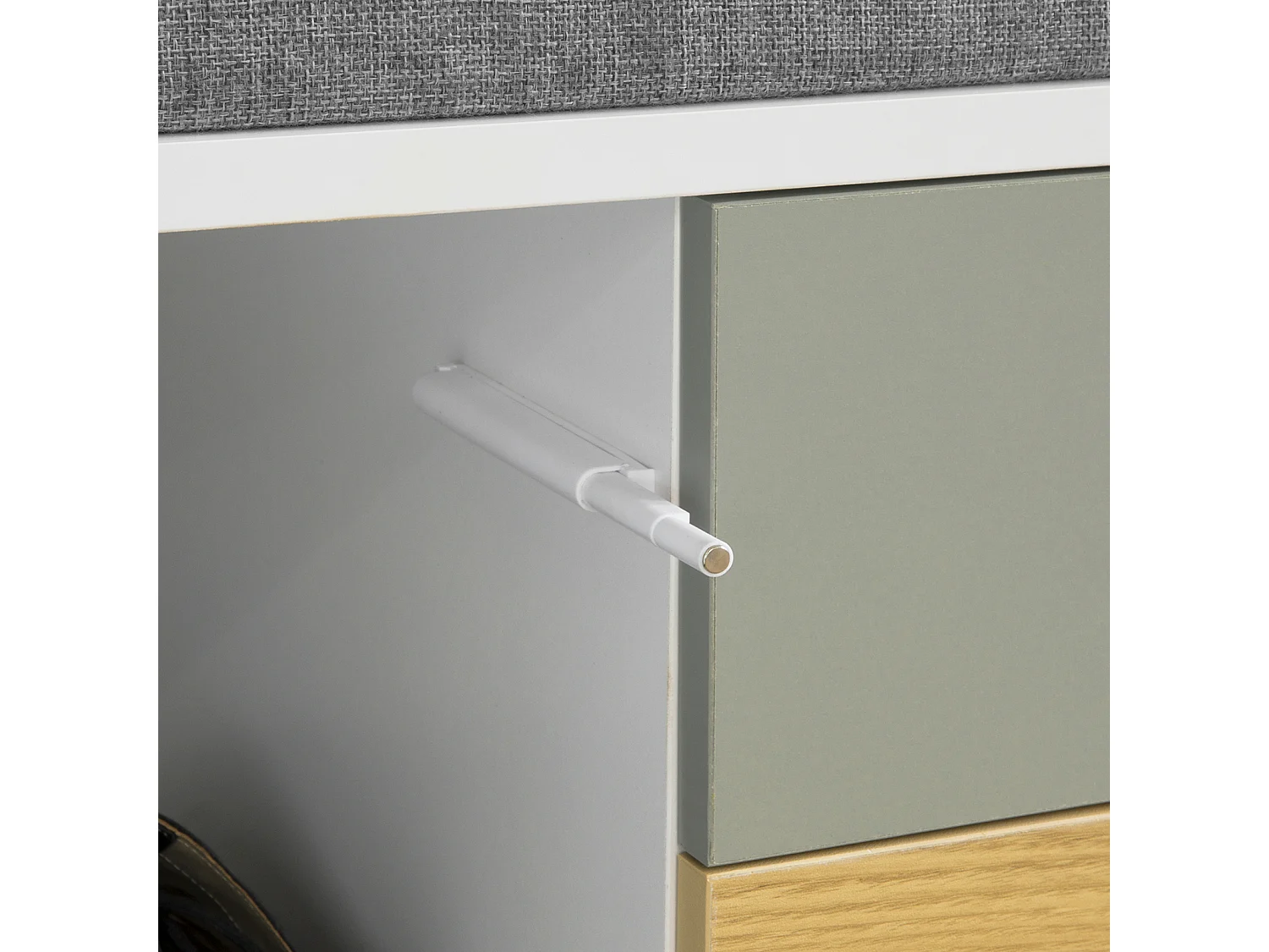 Banc De Rangement Meuble D'entrée Avec Coussin Rembourré, 2 Tiroirs Et 1 Porte, Fsr92-w