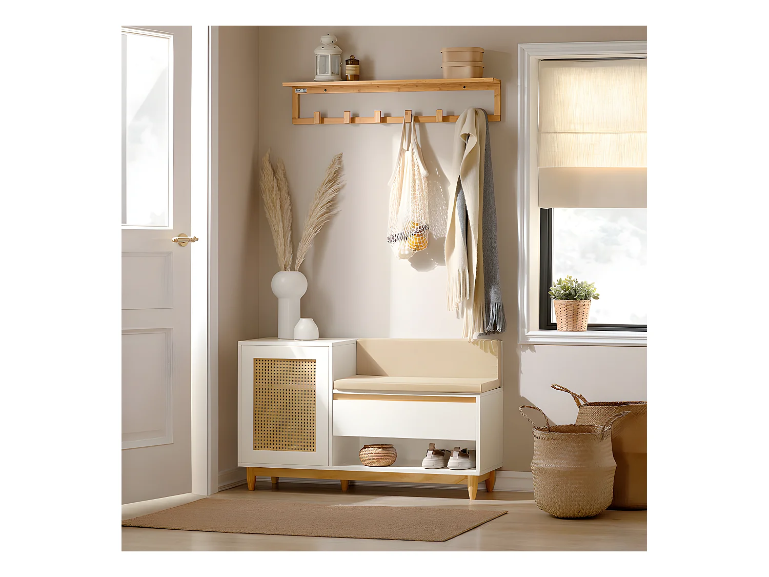 Szafka na buty z siedziskiem i szafką FSR128-W