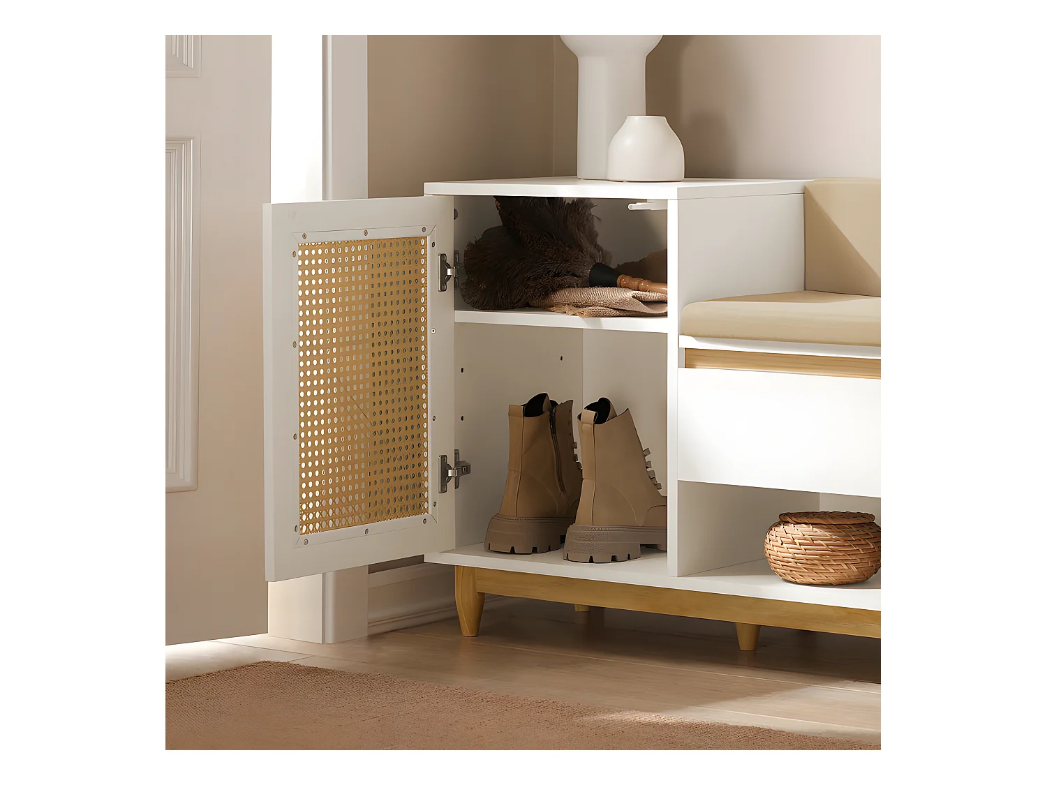 Szafka na buty z siedziskiem i szafką FSR128-W