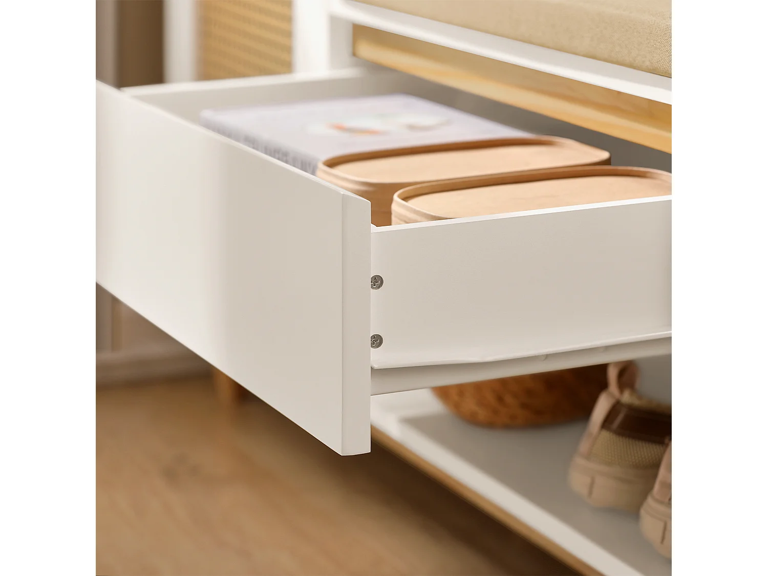 Banc De Rangement À Chaussure Meuble D'entrée Armoire À Chaussures 100x35x60 cm, Fsr128-w