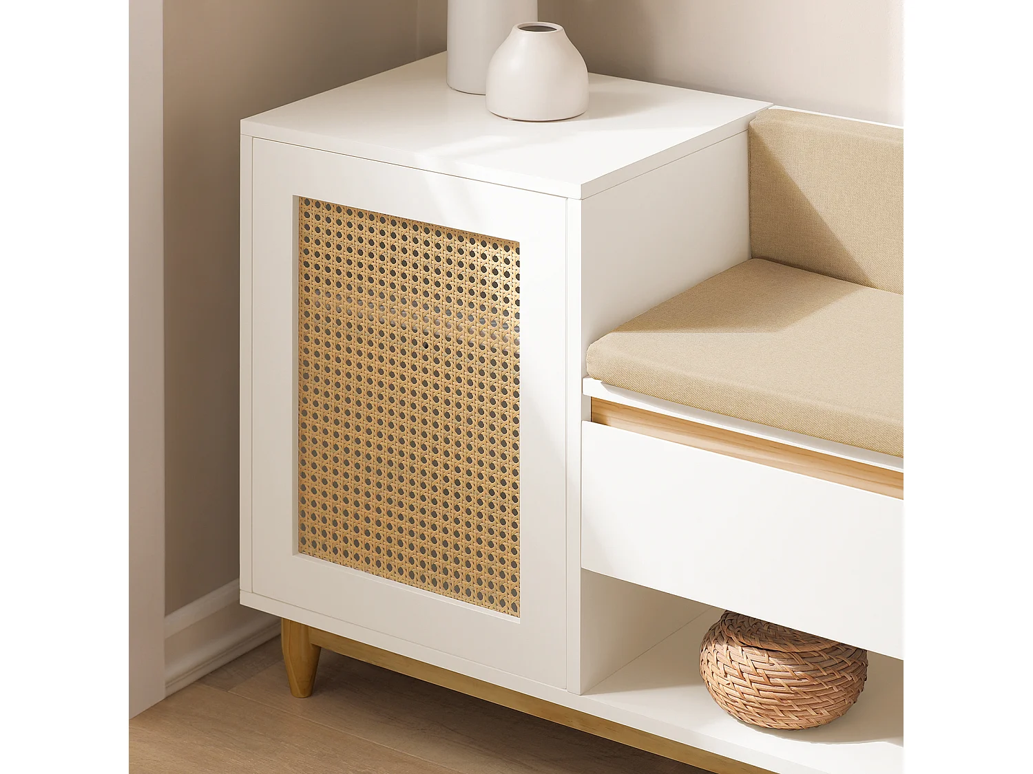 Banc De Rangement À Chaussure Meuble D'entrée Armoire À Chaussures 100x35x60 cm, Fsr128-w